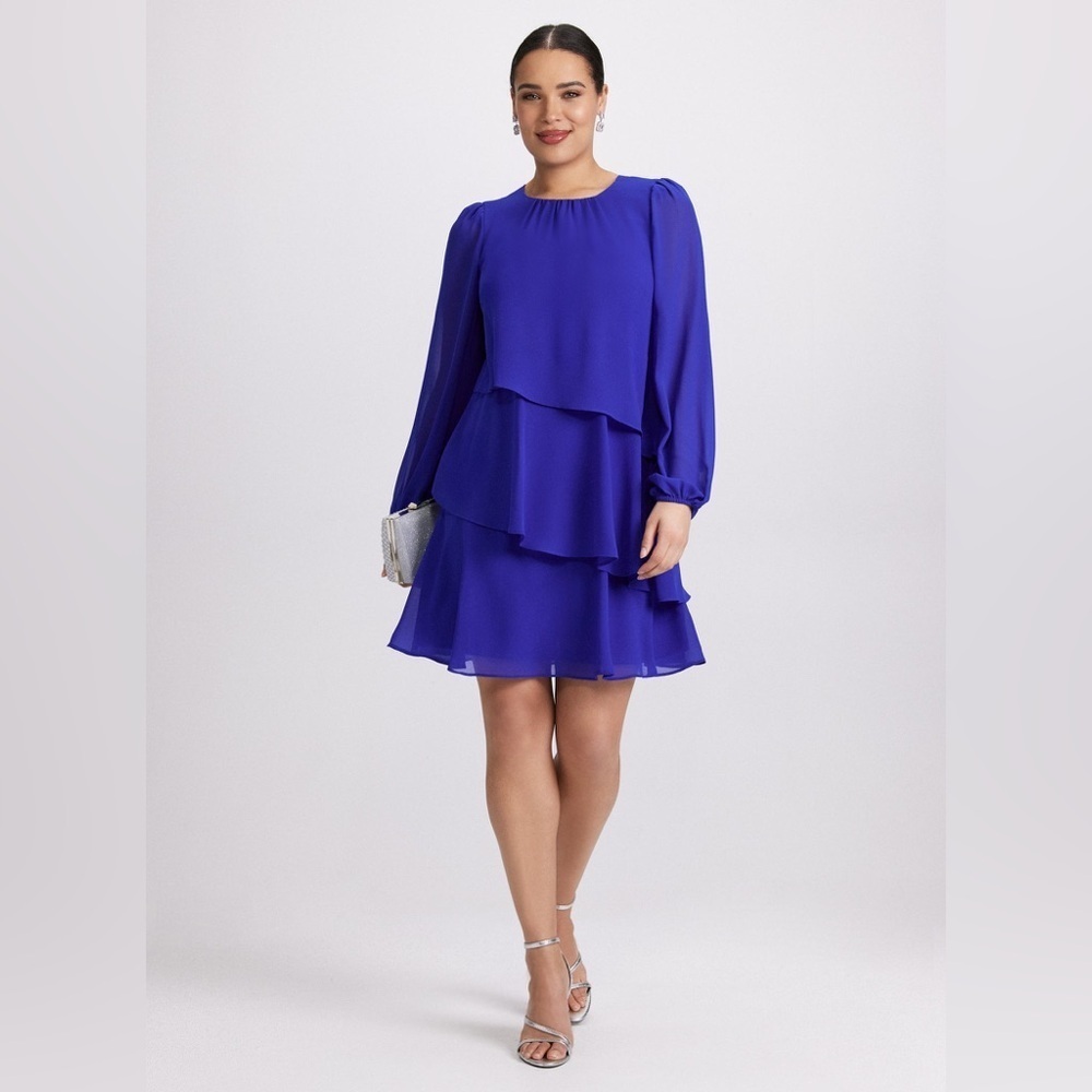 Jessica Howard Tiered Chiffon Dress